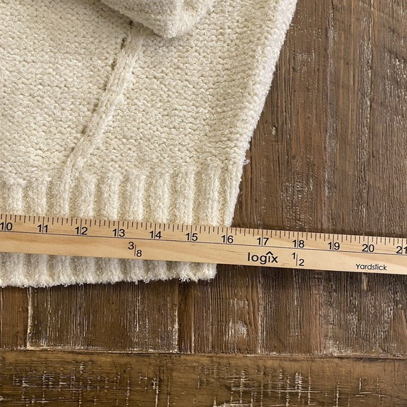Pilcro Anthropologie Sweater Womens XS Ivory Cable Knit Boho Merino Wool Blend - Picture 7 of 10